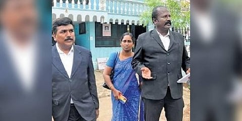 Custodial torture victim’s mother and lawyers arriving at CB-CID office in Tirunelveli on Friday | Express