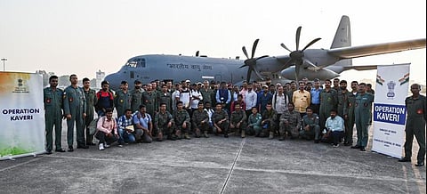 An Indian Air Force C130 J flight carrying  Indian stranded in Sudanhas landed in India. (Photo | Twitter)