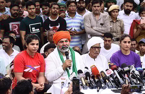 Several farmers broke through police barricades on Monday to join the wrestlers' protest against Wrestling Federation of India chief Brij Bhushan Sharan Singh at New Delhi's Jantar Mantar. Farmers in large numbers have gathered at the protest venue to exp