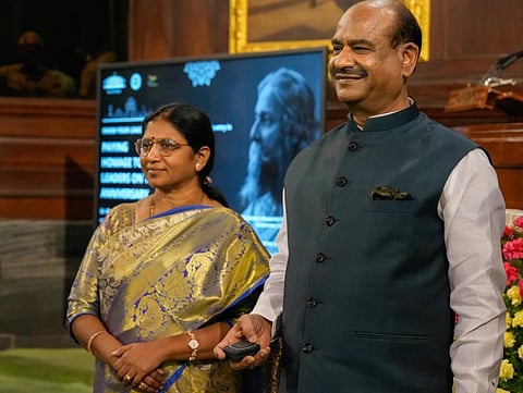 Om Birla inaugurating  equipped Parliment Library for visually impaired people. (Photo | EPS)