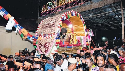 Dharmapuram Adheenam touring in palanquin during pattina prevasam event on Saturday night | Express