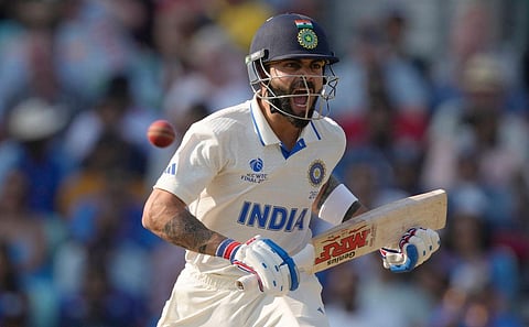 India's Virat Kohli on the fourth day of the ICC World Test Championship Final between India and Australia at The Oval cricket ground in London, Saturday, June 10, 2023. (Photo | PTI)