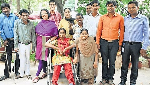 Meera Shenoy (third from left) with the alumni of Youth4Jobs