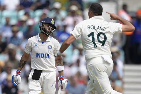 Scott Boland dismisses Virat Kohli in the second innings of the WTC final.