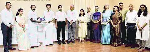 Chief Minister MK Stalin releasing the climate action plan in Chennai on Tuesday | Express