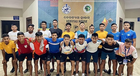 Manipur hockey team that is taking part in the Junior Nationals in Rourkela. (Photo | Special arrangement)