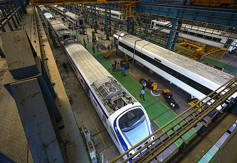 Vande Bharat trains are being made at the manufacturing facility of the Integral Coach Factory (ICF), in Chennai. (Photo | PTI)