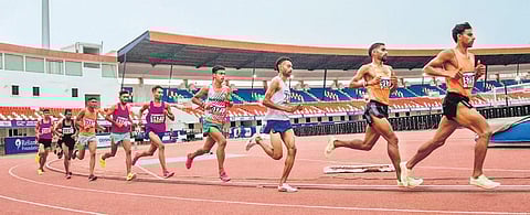 Action from the men’s 10000m event in Bhubaneswar on Thursday | Express