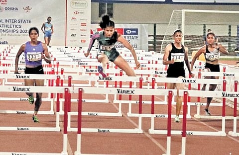 AP’s Jyothi Yarraji won the womens’ 100m hurdles on Saturday | Shamim Qureshy