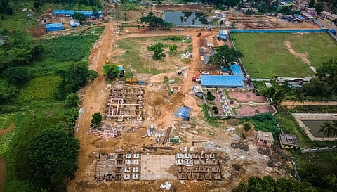 The infrastructure development work of Odia University at Satyabadi of Puri district in 2022. (Photo | Twitter)