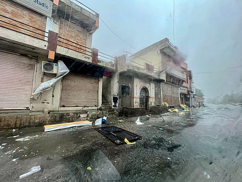 File - Heavy rain at Mandvi owing to landfall of Cyclone Biparjoy, in Kutch district (Photo | PTI)