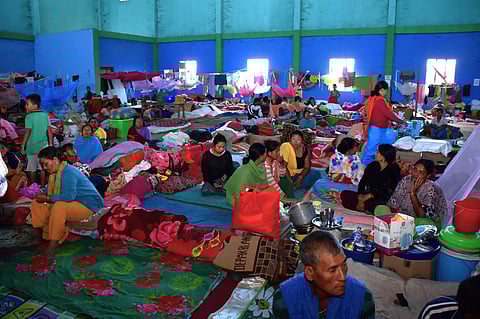 People at a relief camp in Manipur.