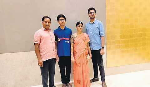 Vavilala Chidvilas Reddy with his parents and brother in Hyderabad on Sunday