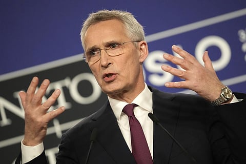 NATO Secretary General Jens Stoltenberg speaks during a media conference. (Photo | AP)