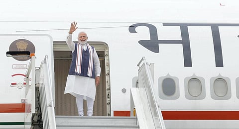 Prime Minister Narendra Modi emplanes for the USA visit, in New Delhi, Tuesday, June 20, 2023. (Photo | PTI)