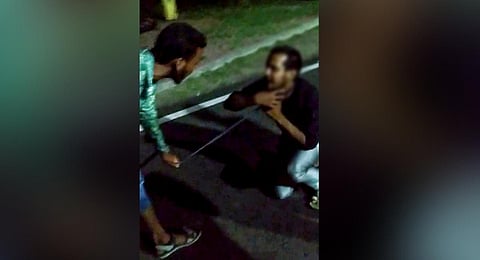 A youth was seen allegedly being harassed and assaulted by few miscreants