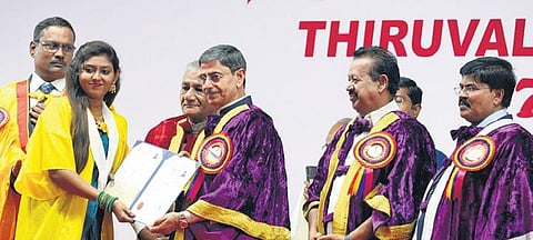 Degrees were awarded to 1.1 lakh students at the 17th convocation of Thiruvalluvar University on Monday | Express
