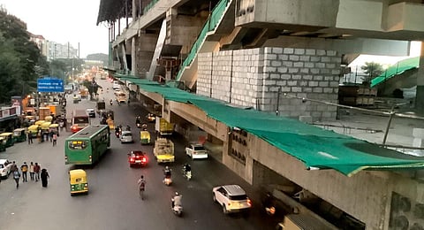 The Jyotipura Metro station on the KR Puram-Baiyappanahalli stretch is is yet to be completed.(Photo | Express)