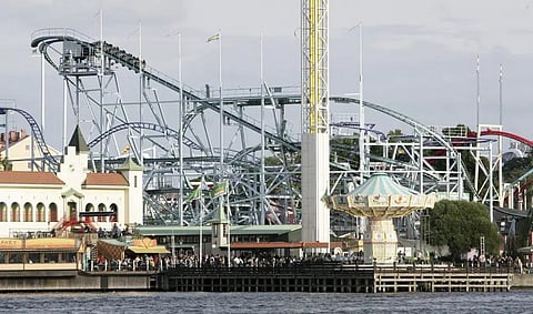 FILE - A general view of the Jetline rollercoaster in Grona Lund amusement park in Stockholm, Sept. 5, 2009.  (Photo | AP)