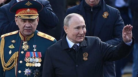 Russian President Vladimir Putin and Defence Minister Sergei Shoigu. (Photo | AP)