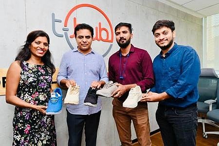 IT & Industries Minister KT Rama Rao meets the representatives of Earthen Tunes Design in Hyderabad