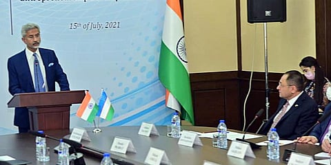 External Affairs Minister Dr. S. Jaishankar addresses during the inauguration of the IT room of India-Uzbekistan Entrepreneurship Development Centre (File photo | ANI)