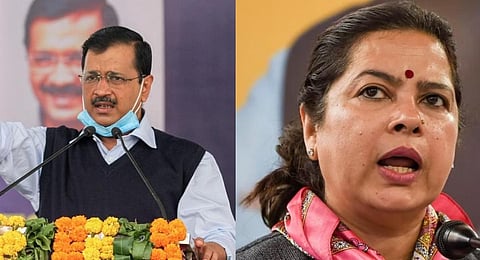 Delhi CM Arvind Kejriwal , Union Minister Meenakshi Lekhi.(File | PTI)