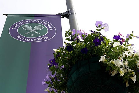 Flags fly in Southfields as preparations are made ahead of the Wimbledon tennis championships in London, Monday, June 26, 2023. (Photo | AP)