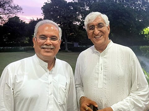 Chhattisgarh Chief Minister Bhupesh Baghel with Deputy Chief Minister TS Singh Deo. (PTI)