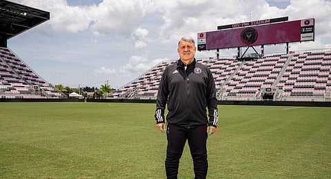 Inter Miami's new head coach Gerardo 'Tata' Martino poses at the club's stadium in Miami. (Photo | @InterMiamiCF)