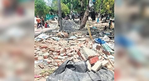 After an NGO-run school in a slum cluster near the Pragati Maidan area was cleared on Thursday, its chairperson and students expressed distress at the situation and the uncertainty about the future. 