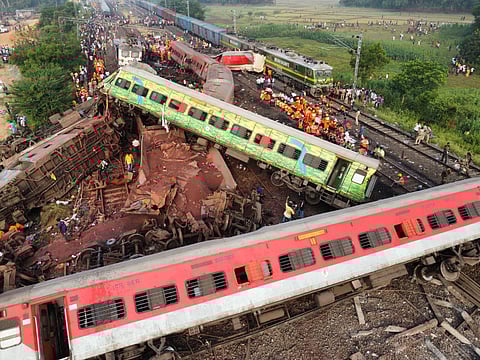 A view of Odisha's Balasore triple train crash. ( Photo | Debadatta Mallick , EPS)