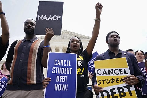 People demonstrate outside the Supreme Court in Washington, June 30, 2023. (Photo | AP)