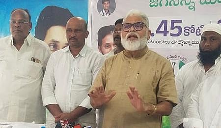' Minister for water resources Ambati Rambabu addressing the media on Thursday.