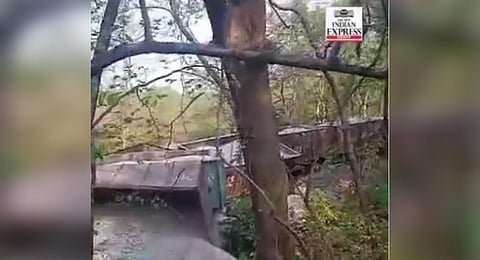 Five bogies of the train carrying limestone derailed en route to Bargarh from Dunguri. (Screengrab | Twitter)