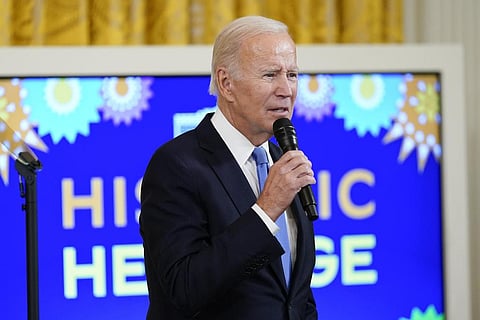 FILE - President Joe Biden speaks during a reception in the East Room of the White House for Hispanic Heritage Month in Washington, Sept. 30, 2022. (Photo | AP)