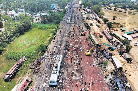 For representational purpose. Restoration of train tracks in progress at the accident site in Balasore on Sunday | DEBADATTA MALLICK