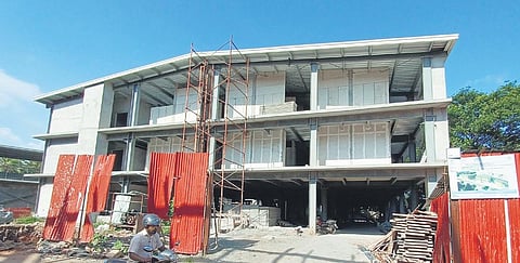 The prefabricated buidling at TRIDA land behind the Connemara market at Palayam in Thiruvananthapuram nearing completion | B P Deepu