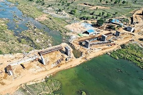 An aerial view of the under-construction bridge over Ong River | Express