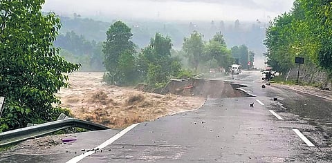 Beas river eating away part of the Manali-Chandigarh highway on Sunday | pti