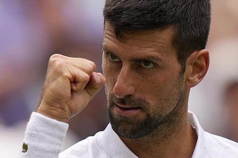 Wimbledon 2023: Novak Djokovic reacts after beating Poland's Hubert Hurkacz. (Photo | AP)