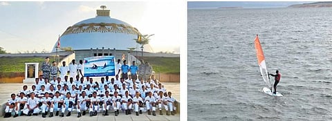 NCC naval wing cadets taking part in the 10-day whaler sailing and windsurfing expedition being held at Nagarjun Sagar Dam in Nalgonda district of Telangana | EXPRESS