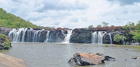 The Bogatha waterfall is at its majestic best with copious rains in the catchment areas of Chhattisgarh State