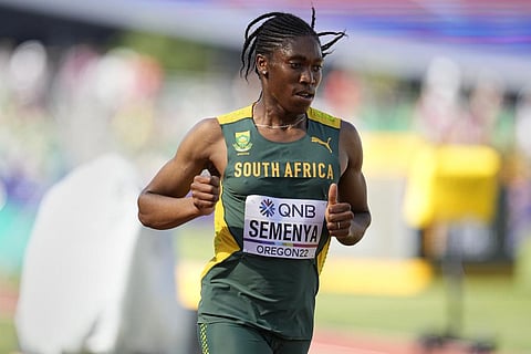 Caster Semenya, of South Africa, competes during a heat in the women's 5000-meter run at the World Athletics Championships on July 20, 2022, in Eugene, Oregon. (File Photo| AP)