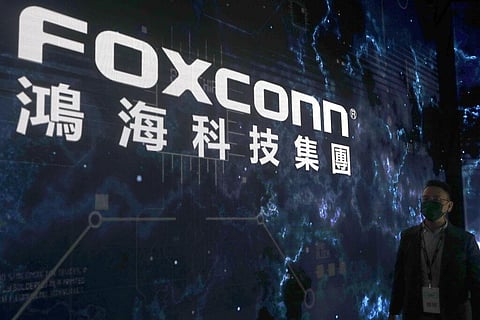 An image logo of the Taiwanese multinational electronics contract manufacturer Foxconn, used for representative purposes only. 