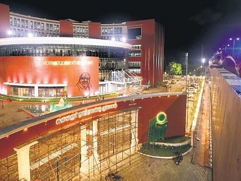 ​  Constructed on an area of 2.13 lakh sq.ft at a cost of `114 crore, the library will accommodate nearly 3.3 lakh books of different genres | K K SUNDAR  ​