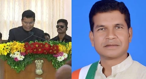 Former Chhattisgarh Pradesh Congress Committee (PCC) president Mohan Markam on Friday was sworn-in as a cabinet minister at Raj Bhawan in Raipur.