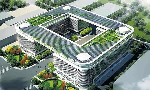 An artiste’s impression of the proposed Gateway IT Park at Kandlakoya. (Photo | Express)