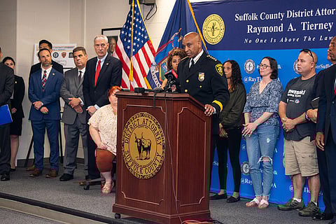 Suffolk County Sheriff's Office announcing the arrest  in the Gilgo Homicide case, July 14, 2023. (Photo | Suffolk County Sheriff's Office, Twitter)
