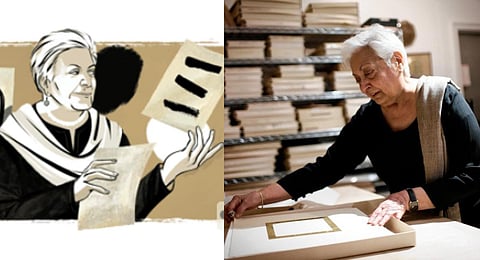 Late Indian-American artist and printmaker Zarina Hashmi. (Photo | Google Doodle/Twitter)